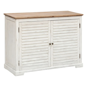 Buffet 2 portes "Olbia" en métal & acacia 110x45cm blanc