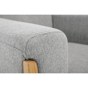 Fauteuil scandinave en tissu gris et bois clair FJORD