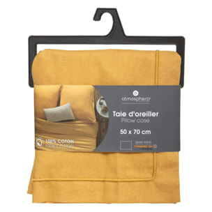 Taie d'oreiller "Carina" coton jaune moutarde 50x70cm
