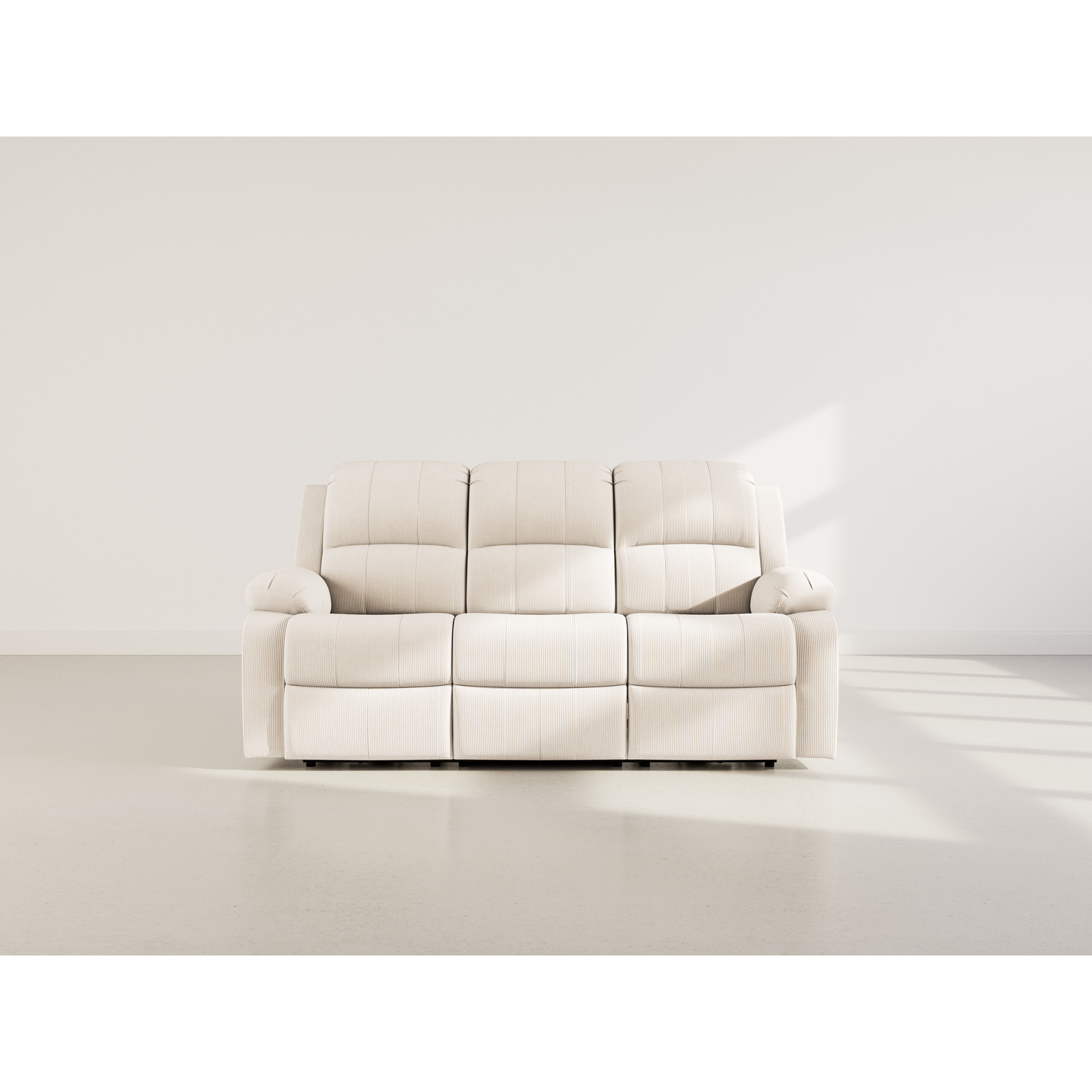 Armand - Canapé 3 places relax électrique en velours côtelé - Beige