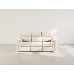 Armand - Canapé 3 places relax électrique en velours côtelé - Beige