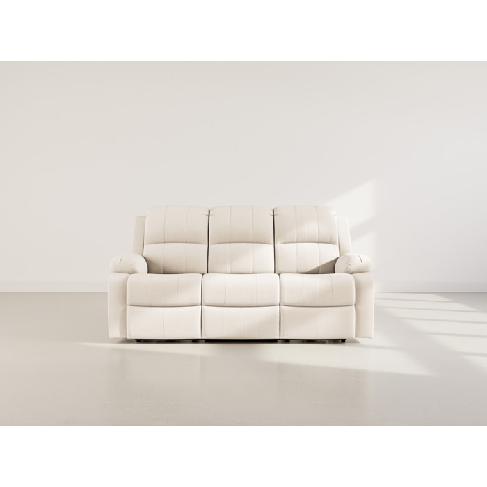 Armand - Canapé 3 places relax électrique en velours côtelé - Beige
