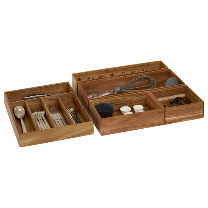 Organisateur de tiroir en bois - Marron Foncé