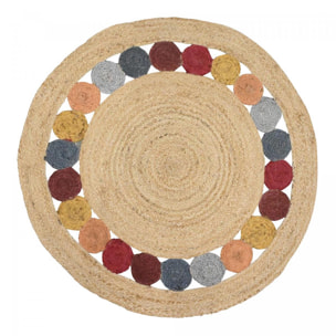 Tapis rond fait à la main en jute motif géométrique PAX