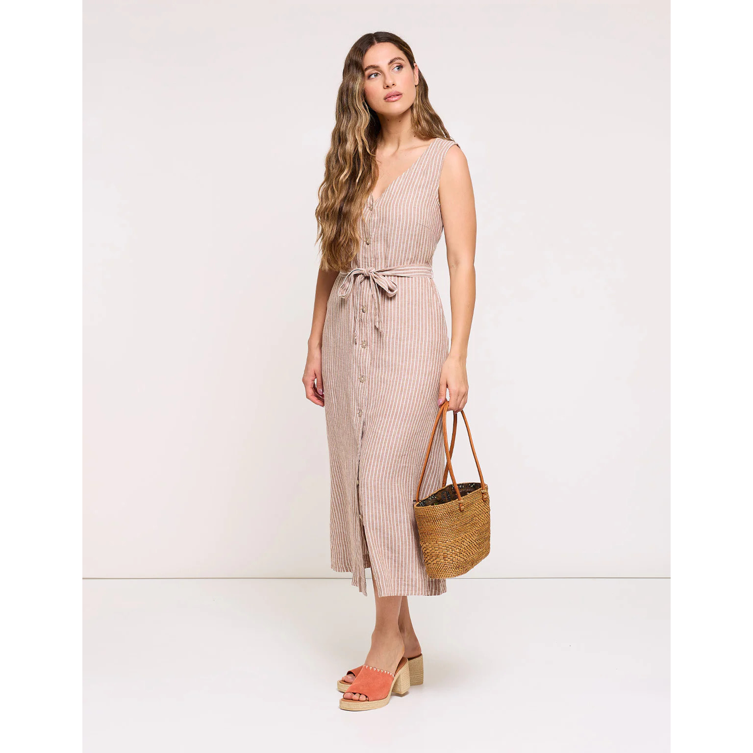 Vestido Midi Marrón - Coffee Stripe
