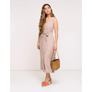 Vestido Midi Marrón - Coffee Stripe