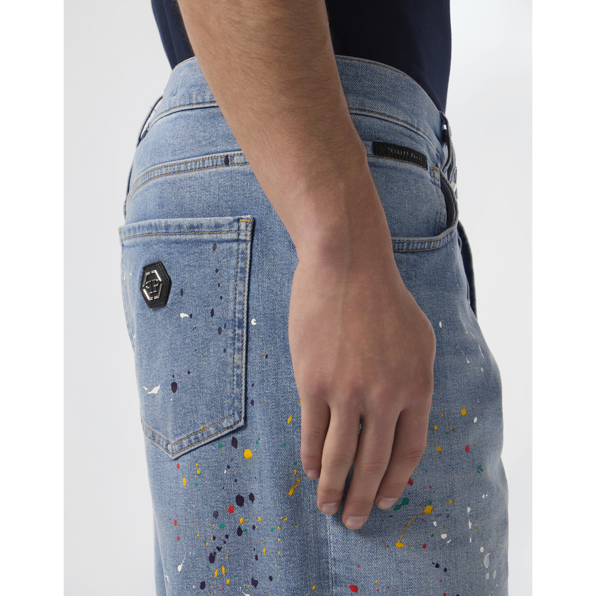 PHILIPP PLEIN Denim Shorts Paint