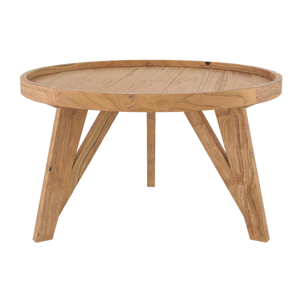 Table basse Suri D70 cm en bois de teck recyclé