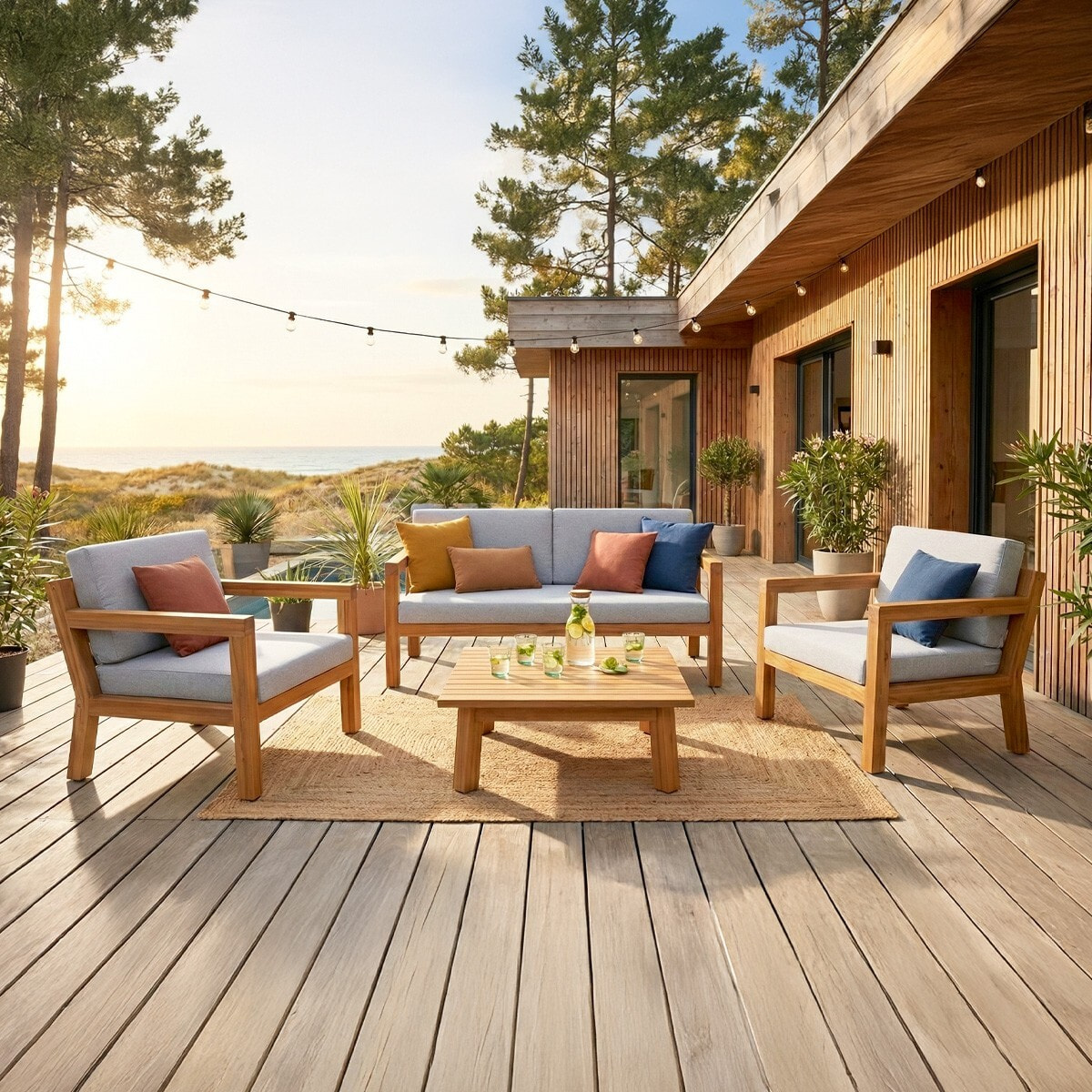 Salon de jardin 4 places en bois FSC - PALAU