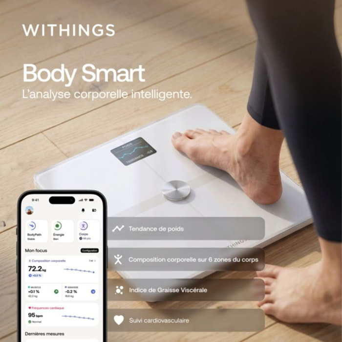 Pèse personne connecté WITHINGS Body Smart Blanc