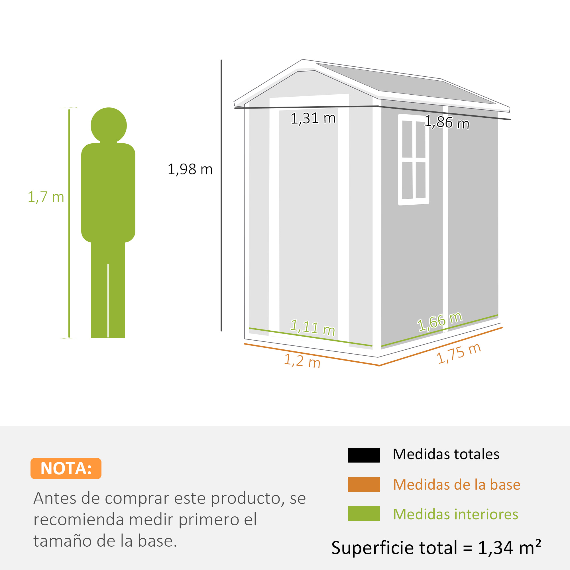 Caseta de Jardín Exterior, 2,1 m², 131x186x198 cm, Cobertizo de Jardín Exterior con Suelo, Ventana, Puerta con Cerradura, Ventilaciones, para Almacenamiento de Herramientas, Gris