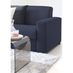 Divano fisso Selene, Divano a 2 posti, 100% Made in Italy, Sofà Soggiorno, in tessuto imbottito, con Braccioli slim, Cm 160x95h90, Blu