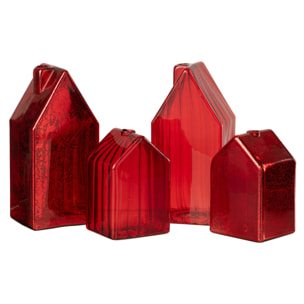 J-Line décoration Maison - verre - rouge - large - 2 pièces