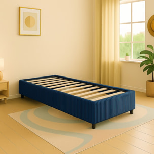 Lit coffre Cancun | Espace de Stockage jusqu'à 900 L | Robuste et Large Angle d’Ouverture | Velours Côtelé | Bleu nuit