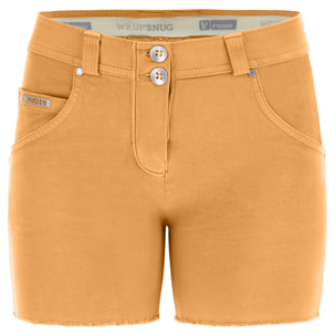 Shorts WR.UP® in denim navetta ecologico fondo sfrangiato e abrasioni