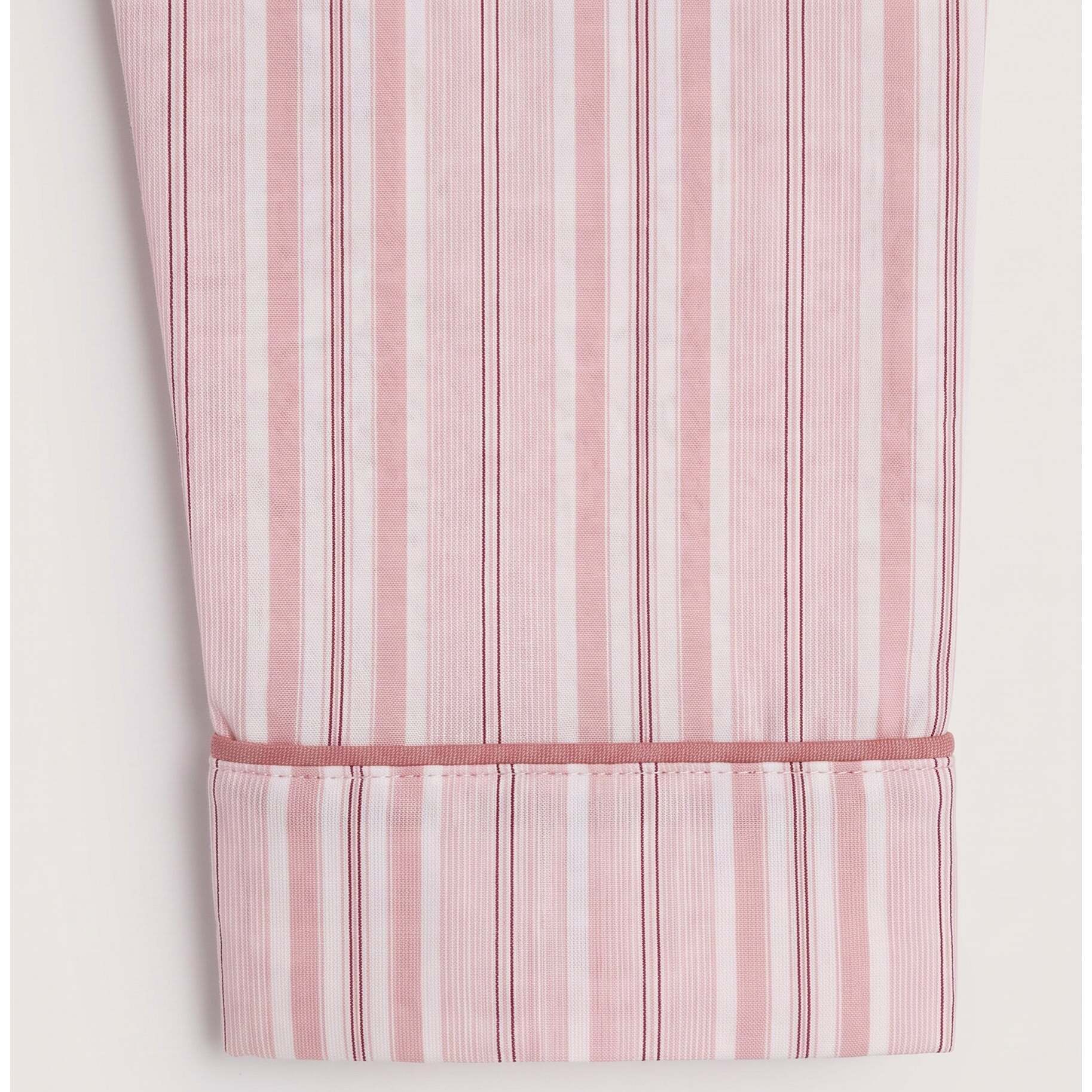 Pijama largo camisero de algodón raya martuca rosa