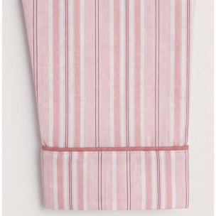 Pijama largo camisero de algodón raya martuca rosa