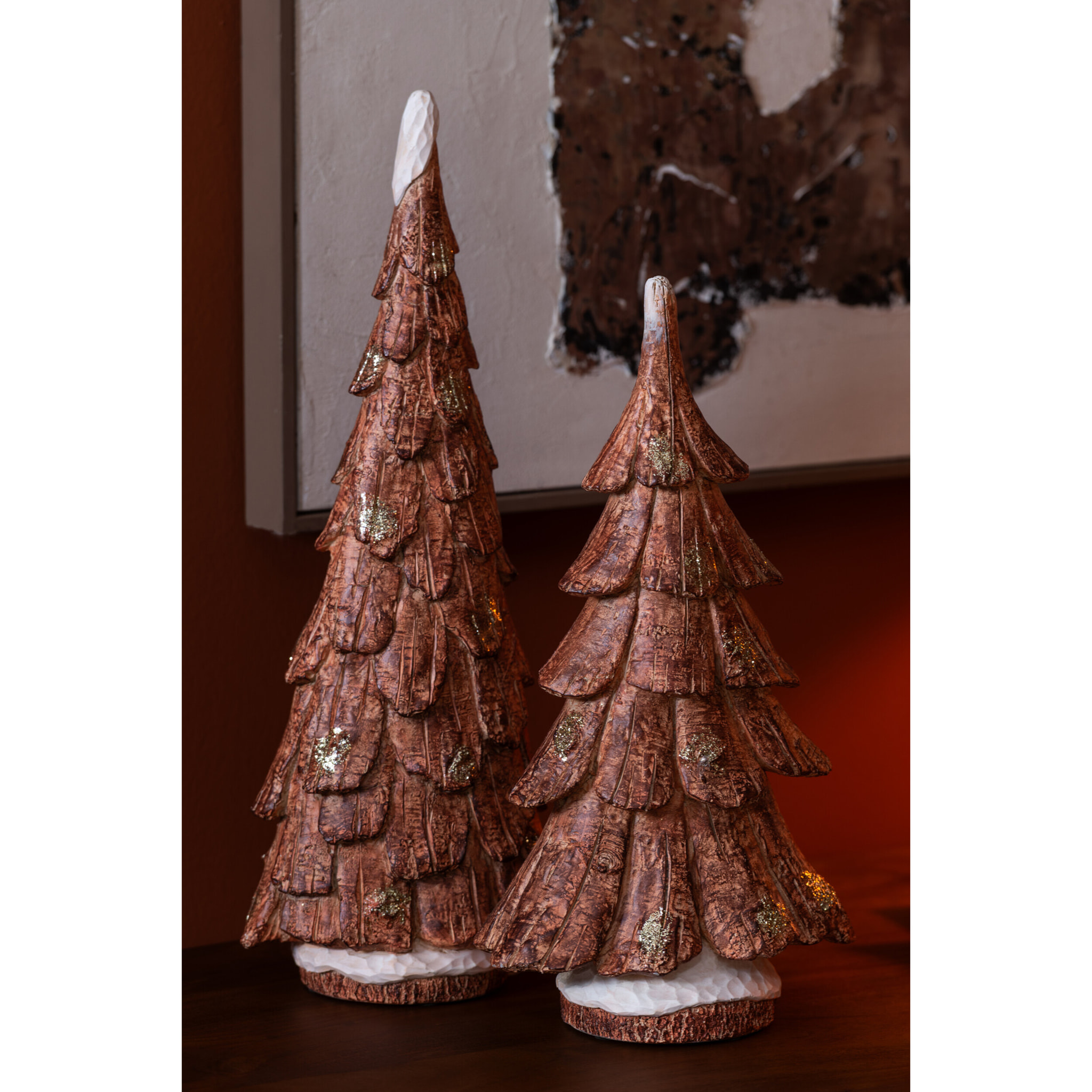 J-Line décoration Arbre Imitation - bois - polyrésine - camel - large