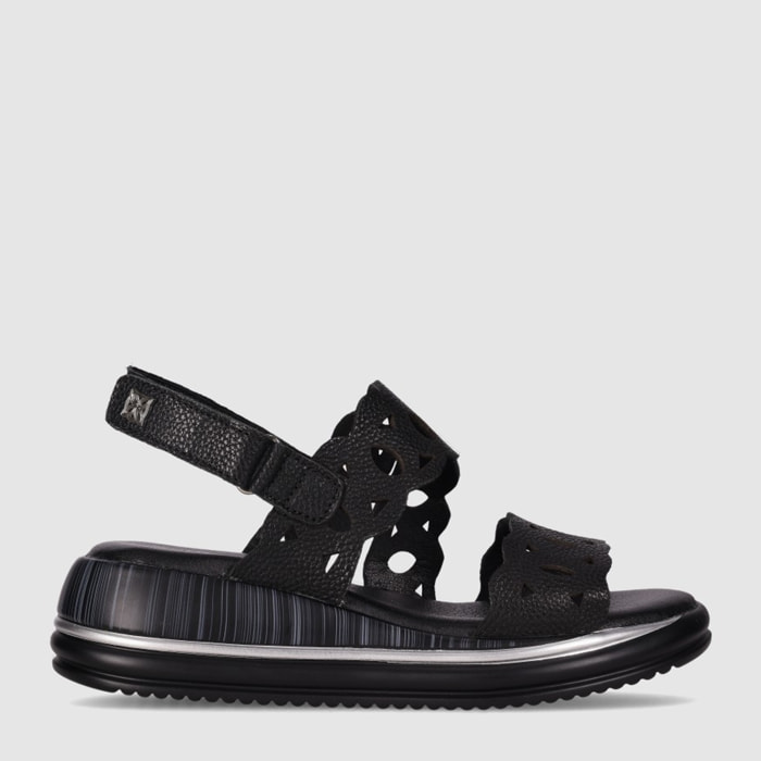 Sandalias de Piel - Negro - Tacón: 3 cm