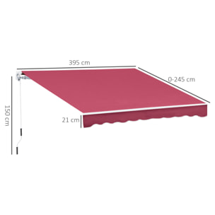 Toldo con Brazo de Aluminio Poliéster y Acero 4x2,5m Rojo