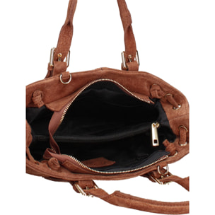 Borsa a mano da donna Made in Italy - Modello Elara Nova - Pelle scamosciata - 14.0 x 8.0 x 25.0 cm