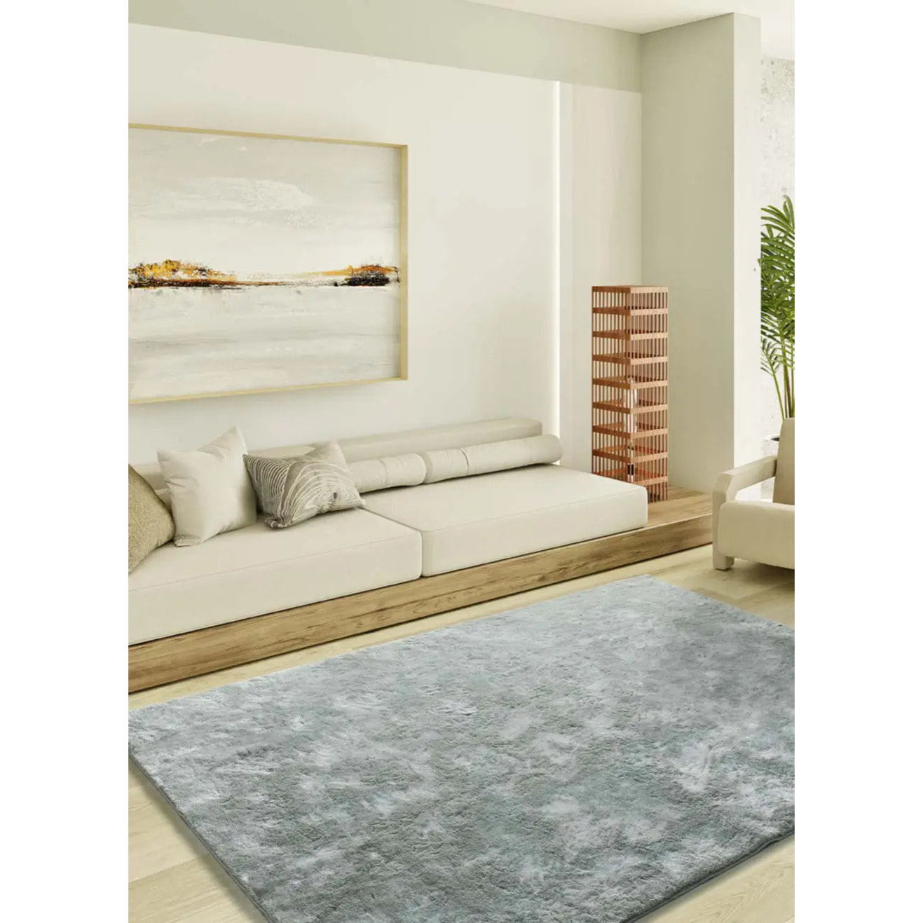 ROMA Alfombra lisa de pelo alto plata, varias medidas disponibles