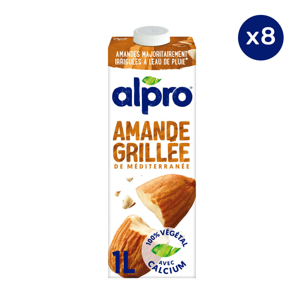 8 x 1L - Alpro - Boisson Végétale - Lait d'Amande Grillée