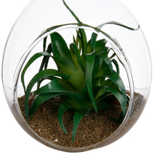 Plante artificielle en boule - pot en verre - H9 - 5cm