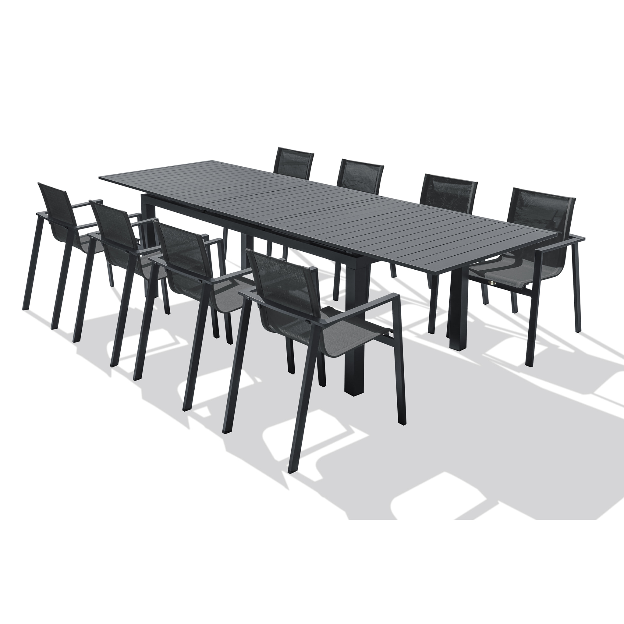 MIAMI - Ensemble repas de jardin 8 places en aluminium