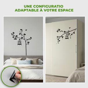 Stickers Muraux décoration adhésifs arbre et cage oiseau