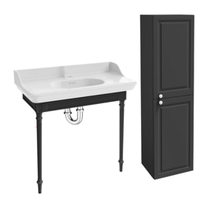 Console Cléo 1889 avec plan vasque + colonne droite + siphon chromé