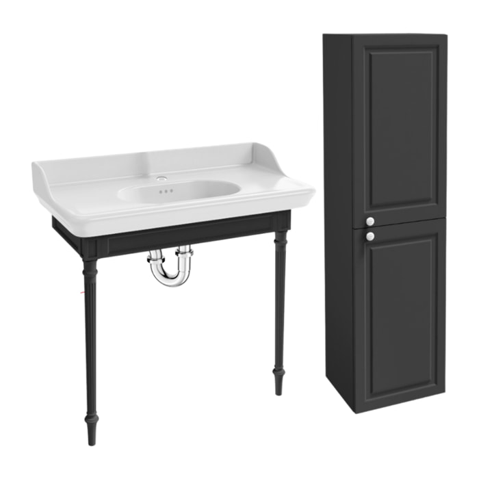 Console Cléo 1889 avec plan vasque + colonne droite + siphon chromé