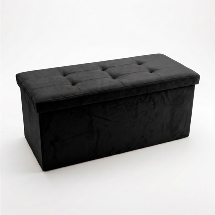 Pouf contenitore in velluto 76x34x34 cm, panca pieghevole con vano capiente, seduta imbottita trapuntata resistente fino a 150 kg, design elegante Double Velvet, salvaspazio ideale per camera soggiorno ingresso e fondo lett