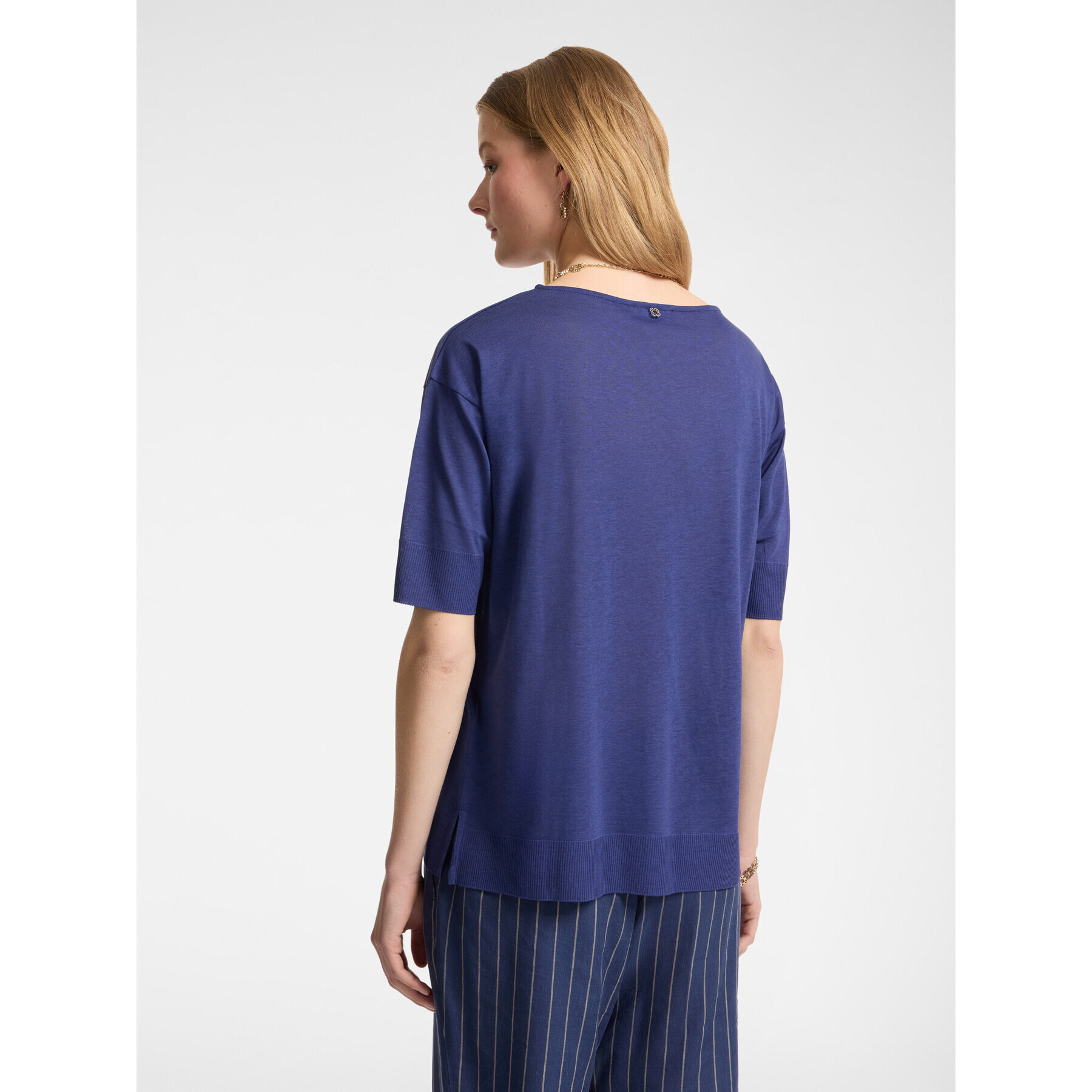 Elena Mirò - Camiseta de tejido de punto tricot - Azul