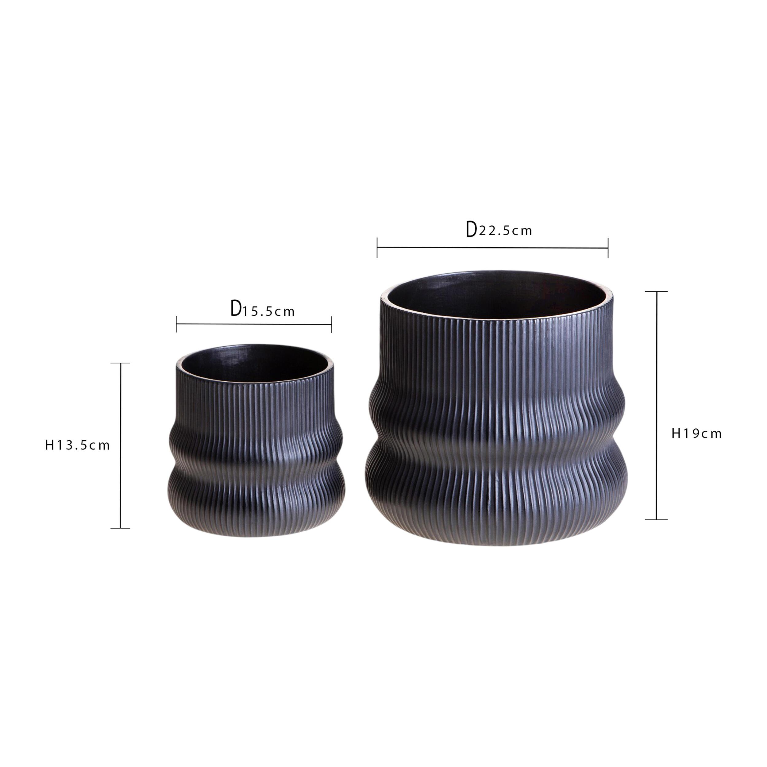 Set 2 vasi con righe - 22,5xH19x22,5cm - Pezzi 2 - Bianchi Dino SpA