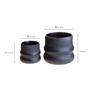 Set 2 vasi con righe - 22,5xH19x22,5cm - Pezzi 2 - Bianchi Dino SpA