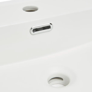 B-Way 120,5x46 cm meuble double vasque en céramique, 2 trous de robinetterie au milieu, trop-plein, blanc (SATBW212046WM)