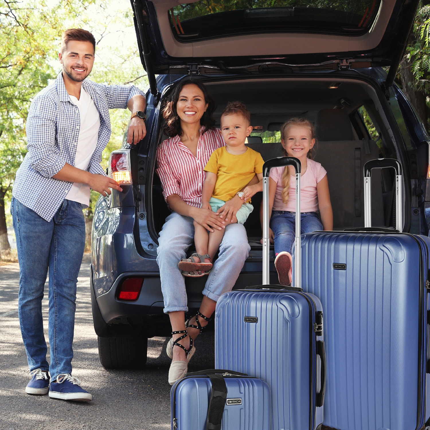 Juego De Maletas Rígidas Abs Itaca Sevron Azul Zafiro