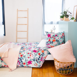 Parure Housse De Couette 3pcs Coton Bio 57fils Flore