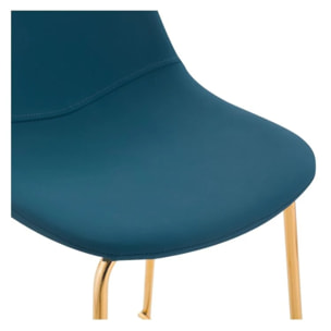 Lot de 2 chaises pour îlot central 65 cm en cuir synthétique bleu - Henrik
