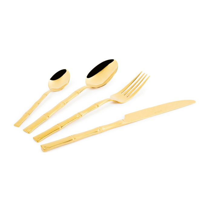 Lot 24 couverts Excelsa, Bambu', acier, or