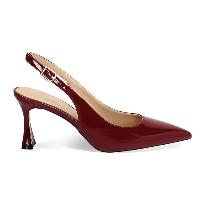 Décolleté slingback donna cherry, tacco 7,5 cm