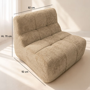 Fauteuil en tissu chenille entrelacé taupe VOLTA