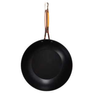 Bergner copper sartén grill 28x28cm + wok ø28cm en aluminio forjado en color negro mate