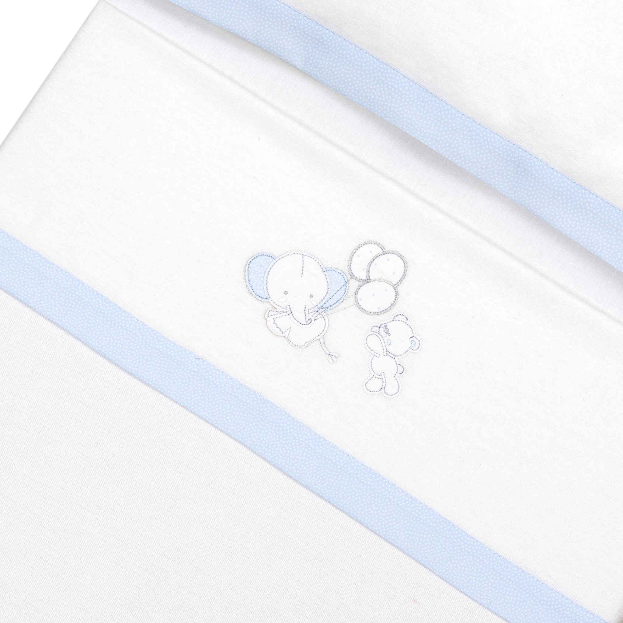 Triptico Minicuna Franela Oso Elefante Globos Bco/Azul
