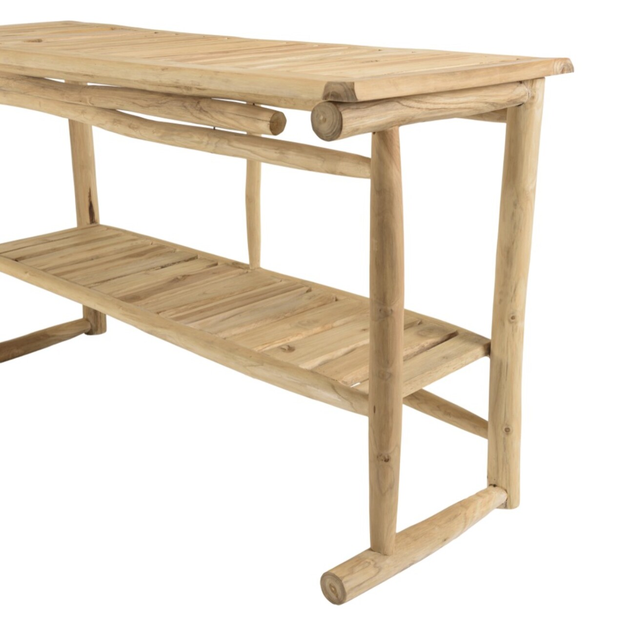 WILL - Console double plateau en branches de teck naturel