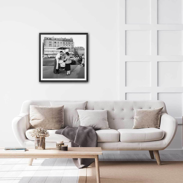 Affiche Marseille - Glaces Polos, Photo 1948 Affiche + cadre en bois - Noir