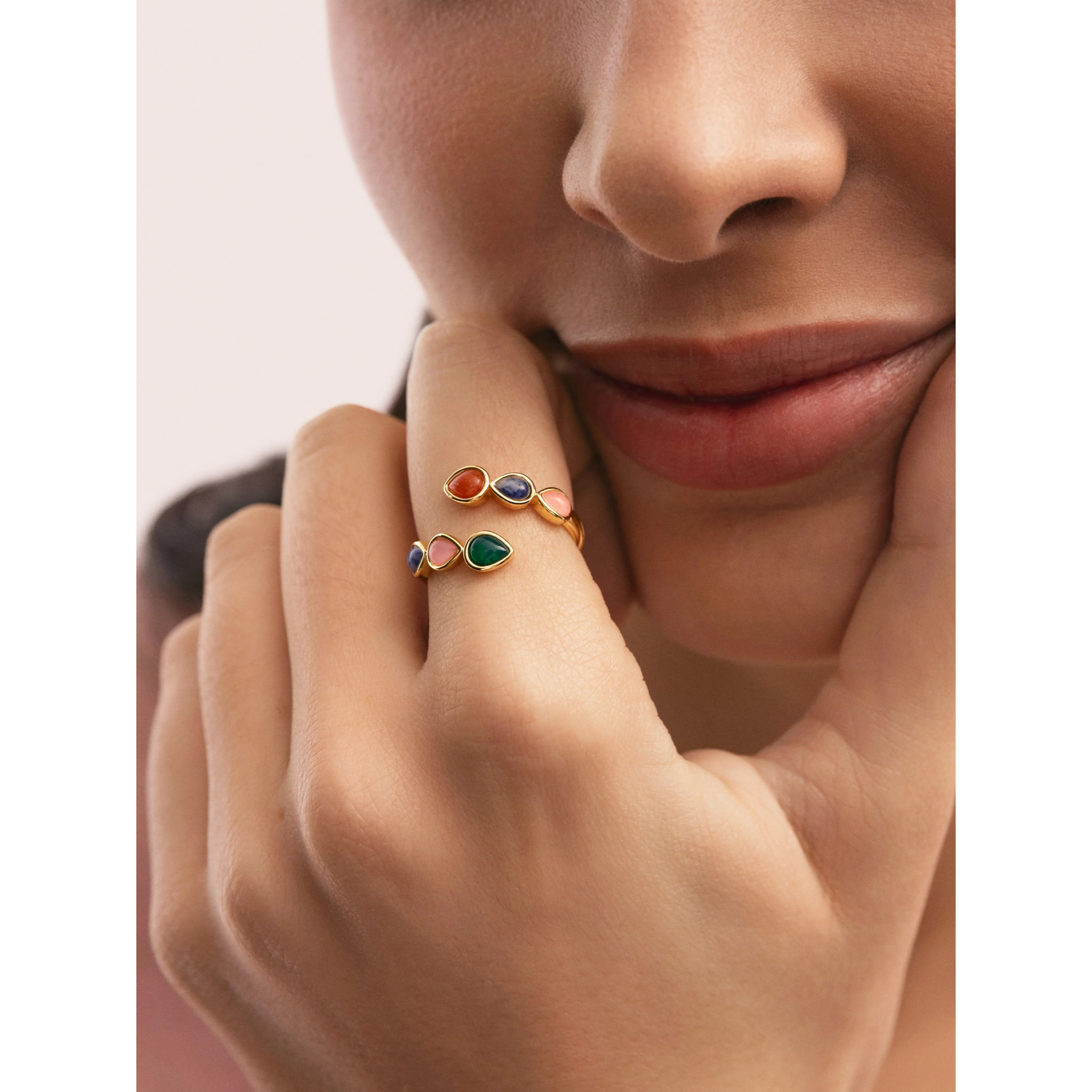 Anello Drop Stones Placcato Oro