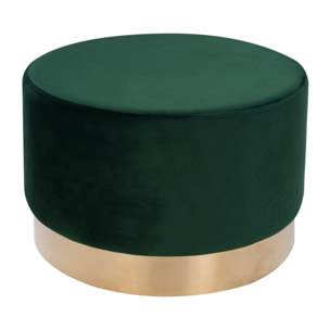Pouf tondo Nano in velluto verde bosco con base dorata