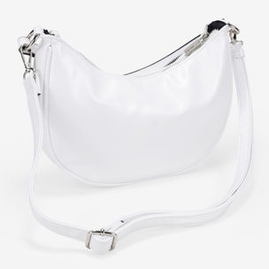 Bolso de hombro blanco con cremalleras